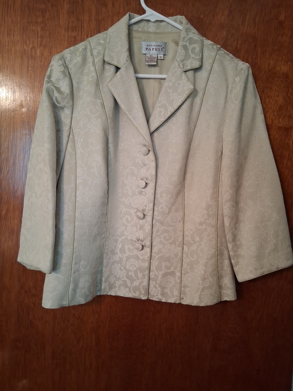 Adrianna Papell Light Cream Floral Jacquard Button Blazer